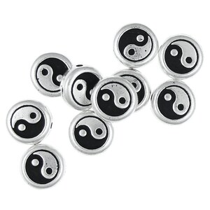 TierraCast Yin Yang Beads Antique Silver Beads Zen Buddhist Meditation Mindfulness Yoga Jewelry Supplies P363 image 3