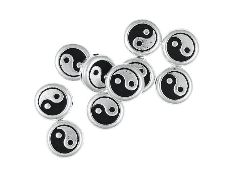 TierraCast Yin Yang Beads Antique Silver Beads Zen Buddhist Meditation Mindfulness Yoga Jewelry Supplies P363 image 3