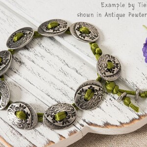 Silver Button Findings TierraCast Jardin Button Dark Antique Silver Findings for Leather Jewelry Clasp Closure Floral Flower P1447 image 5