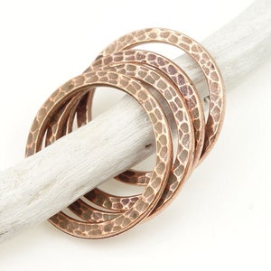 1 Large Hammertone Textured Metal Rings Antique Copper Ring Link Connectors TierraCast Flat Hammered Ring Charms P490 image 5