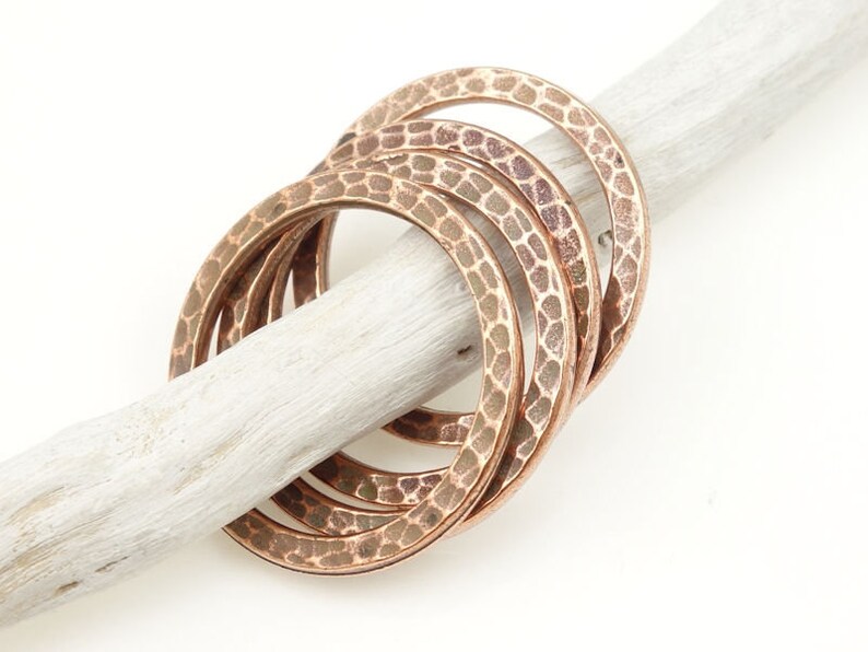 1 Large Hammertone Textured Metal Rings Antique Copper Ring Link Connectors TierraCast Flat Hammered Ring Charms P490 image 5