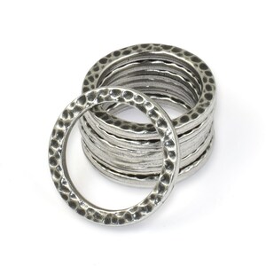 3/4 Hammertone Flat Circle Charm TierraCast Textured Metal Round Ring ANTIQUE PEWTER Dark Antique Silver Link Findings P2629 image 2