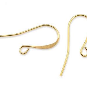 48 Gold Earring Findings Gold Plated Tall French Earring Hooks Ear Wires Gold Ear Findings FS74 image 2