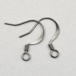 48+ Pieces of Earring Wires with Coil Accent - GUNMETAL Ear Wire Findings - Gun Metal Black Grey Plated Fish Hook French Hooks #FB704 image 1