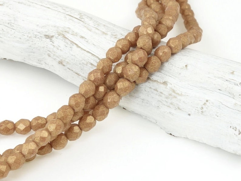 Dark Tan Autumn Fall Colors 50 4mm Firepolish Beads PACIFICA MACADAMIA 4mm Faceted Czech Glass Beads Opaque Medium Brown Beads