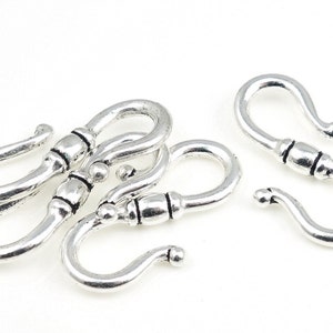 Silver Hook Clasp Findings - TierraCast Classic S Hooks Clasps - Antique Silver Findings (PF400)