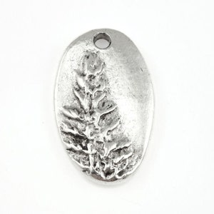 Redwood Tree Charm Silver Charms Antique Silver Pendant Nature Woodland Rustic Jewelry Charms for Jewelry Making 21mm x 13mm Single Sided image 1