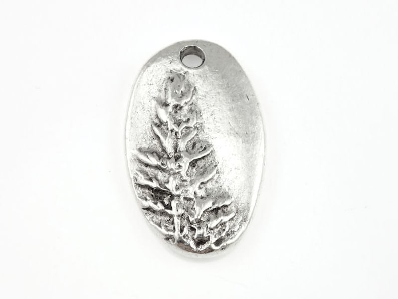 Redwood Tree Charm Silver Charms Antique Silver Pendant Nature Woodland Rustic Jewelry Charms for Jewelry Making 21mm x 13mm Single Sided image 1