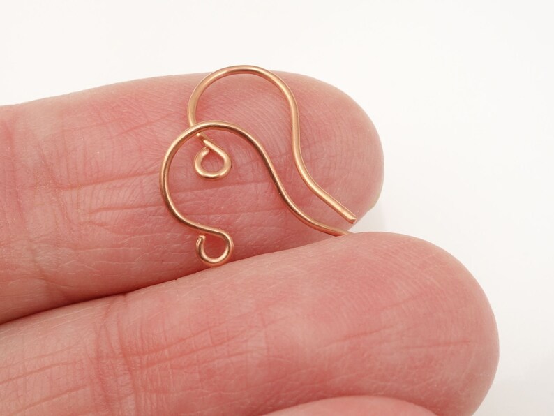 144 Copper Earring Hooks Solid Copper Ear Findings Small Fishhook Earring Wires in Raw Bright Copper Findings French Hook FSC8 image 3