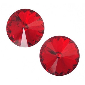 14mm LIGHT SIAM Swarovski Rivoli Stones Article 1122 14mm Swarovski Crystal Bright Red Christmas Red Candy Apple