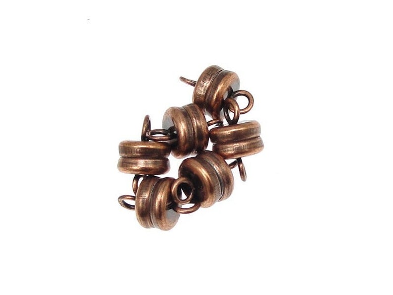 6 Magetic Clasps Antique Copper Mag Clasp Sets Small 6mm x 9mm Magnetic Findings Plated Copper Findings image 1