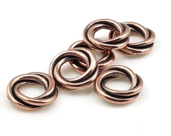 Loveknot Beads 12mm Antique Copper Love Knot Beads Copper Beads - Large Hole Eurobeads by TierraCast Pewter - Copper Metal Beads (PS351)