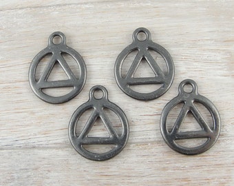 Recovery Charms Black Oxide Gunmetal Recovery Symbol TierraCast Charms (P1116)