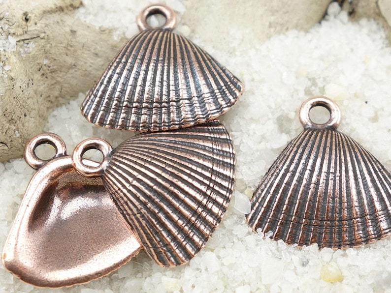 Antique Copper Charms Seashell Charms 18mm Sea Shell Pendant TierraCast Shell Charms Beach Charms Summer Charms Ocean Sea Nautical P1299 image 1