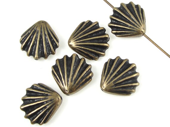 Sea Shell Beads Antique Brass Beads Tierracast Large - Etsy