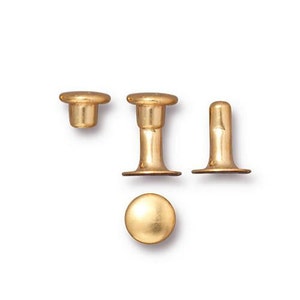 6mm Bright Gold Compression Rivets - Tube Diameter 3.2mm - TierraCast Leather Findings Collection (PE4)