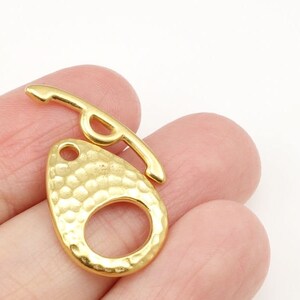 Bright Gold Toggle Clasp Findings TierraCast HAMMERTONE ELLIPSE Clasp Set Textured Metal Toggle Findings Large Toggle PF112 image 2