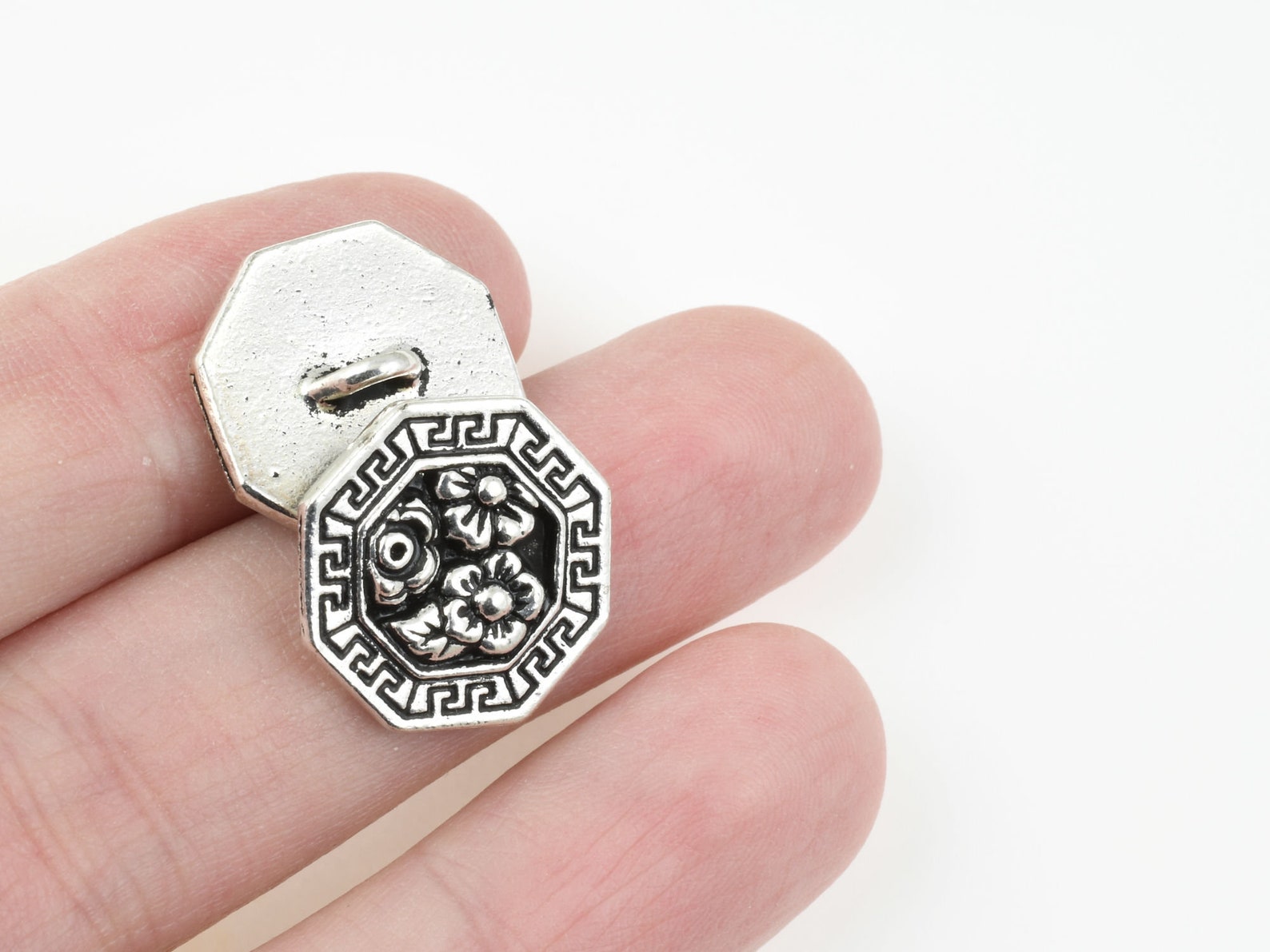 17mm Silver Button Clasp Findings - Tierracast Blossom Button - Antique ...