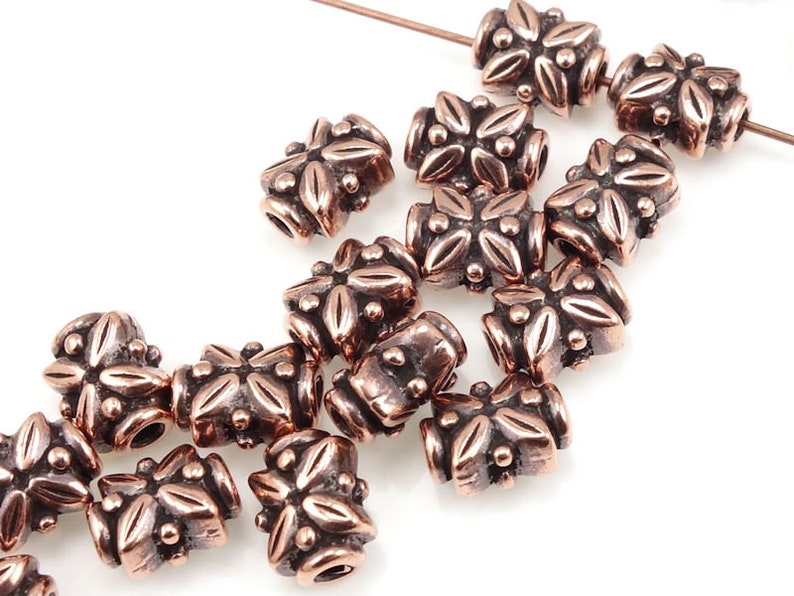 TierraCast Leaf Beads Antique Copper Beads Supplies for Fall Autumn Jewelry Tierra Cast Pewter Beads P637 image 1