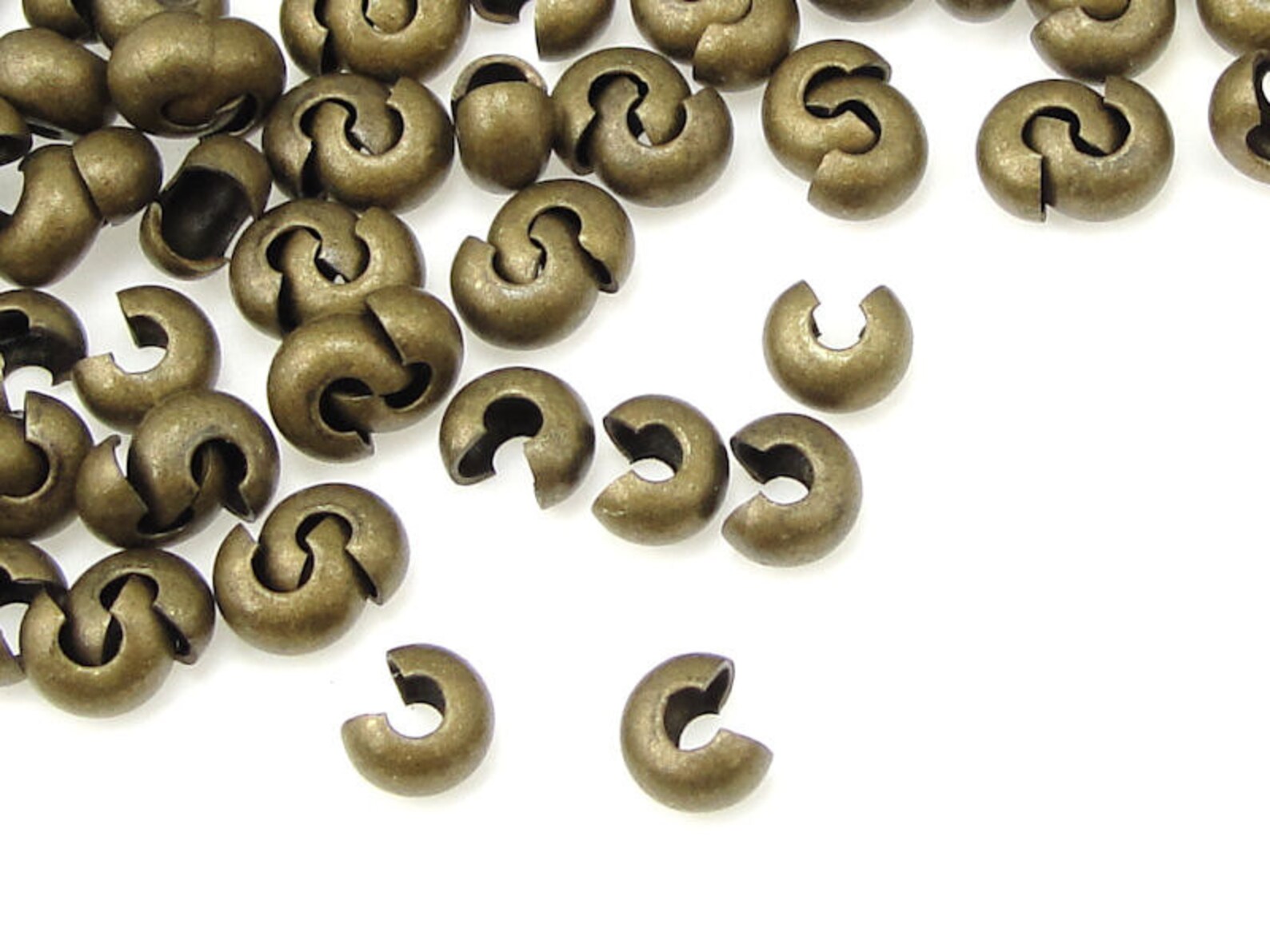 144 Crimp Covers 3mm Antique Brass Crimp Covers Plated Brass Etsy