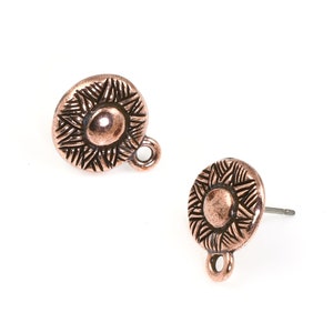 Antique Copper Earring Posts TierraCast Woven Post Earring Findings Pewter and Copper Findings for Earrings P1723 image 3