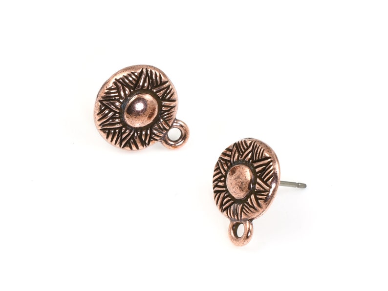 Antique Copper Earring Posts TierraCast Woven Post Earring Findings Pewter and Copper Findings for Earrings P1723 image 3