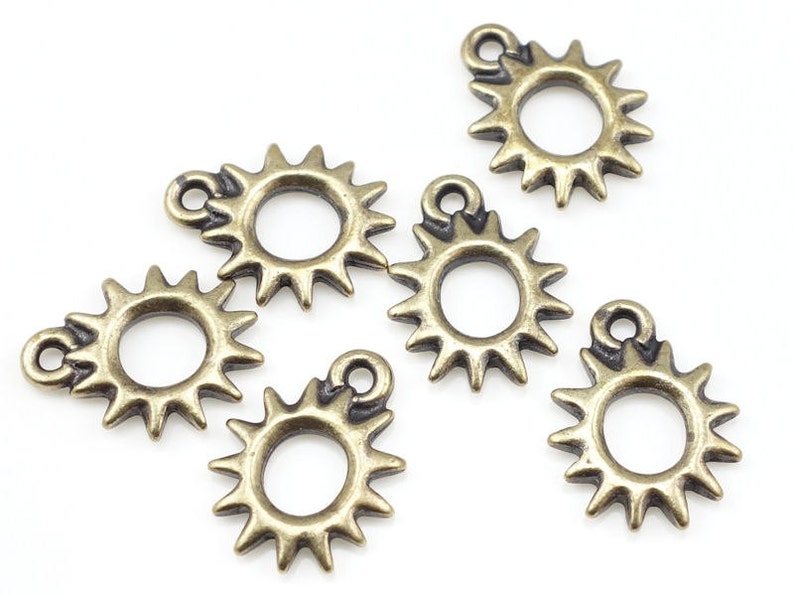 Radiant Sun Charms TierraCast Open Sun Antique Brass Charms Brass Oxide Bronze Charms Celestial Jewelry Charms for Jewelry Making P1098 image 1