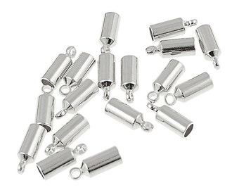 Kumihimo Cord End 18 Silver Plated 3mm Small Cord End Caps Kumihimo Supplies (KH22)