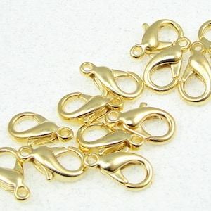12 Gold Lobster Claws 12mm Plated Gold Clasp Findings Lobster Clasp Gold Closure Bracelet Findings Necklace Findings Jewelry Finding  (FS66)