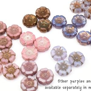 Perles de fleurs dhibiscus de 12mm Opaline rose avec bronze violet Perles de printemps pour bijoux dété Perles rose clair pour bijoux en fleurs 100 image 6