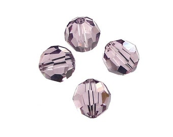 4 LIGHT AMETHYST 8mm Swarovski Round Beads 5000 8mm Faceted Round Beads Light Purple Lilac Swarovski Austrian Crystal Beads