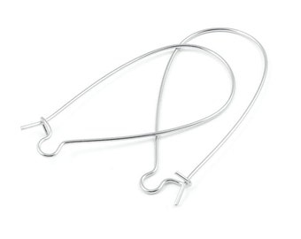 36 1.5" Silver Kidney Hook Earring Findings Silver Plated 1.5 Inch Kidney Wire Earrings Silver Findings Tall Earrings (FS25)