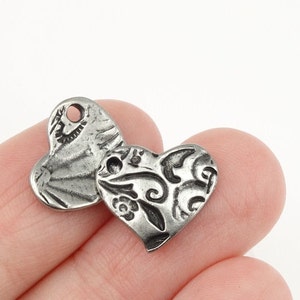 Heart Charms Dark Antique Silver Charms Silver Heart TierraCast AMOR CHARM for Romantic Jewelry Valentines Charms Bohemain Charms P1375 image 3