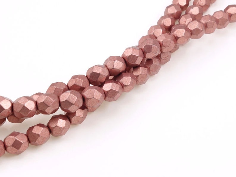 25 6mm Pink Beads Fire Polish Czech Glass Beads METALLIC BLOOMING DAHLIA Vintage Rose Pink Jewelry Beads 6mm Round Faceted Czech Beads Bild 5