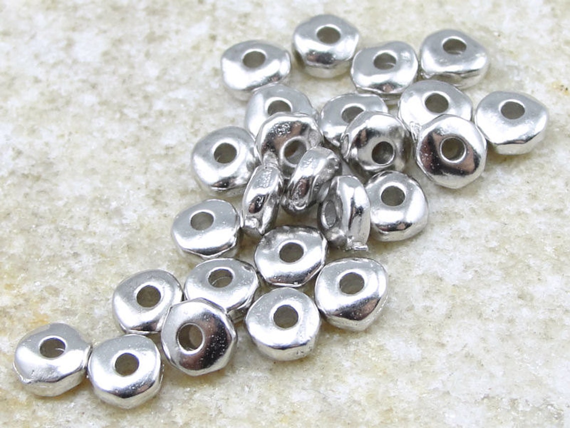 20 RHODIUM Beads 5mm Nugget Dark Rhodium Silver Spacer Beads Etsy
