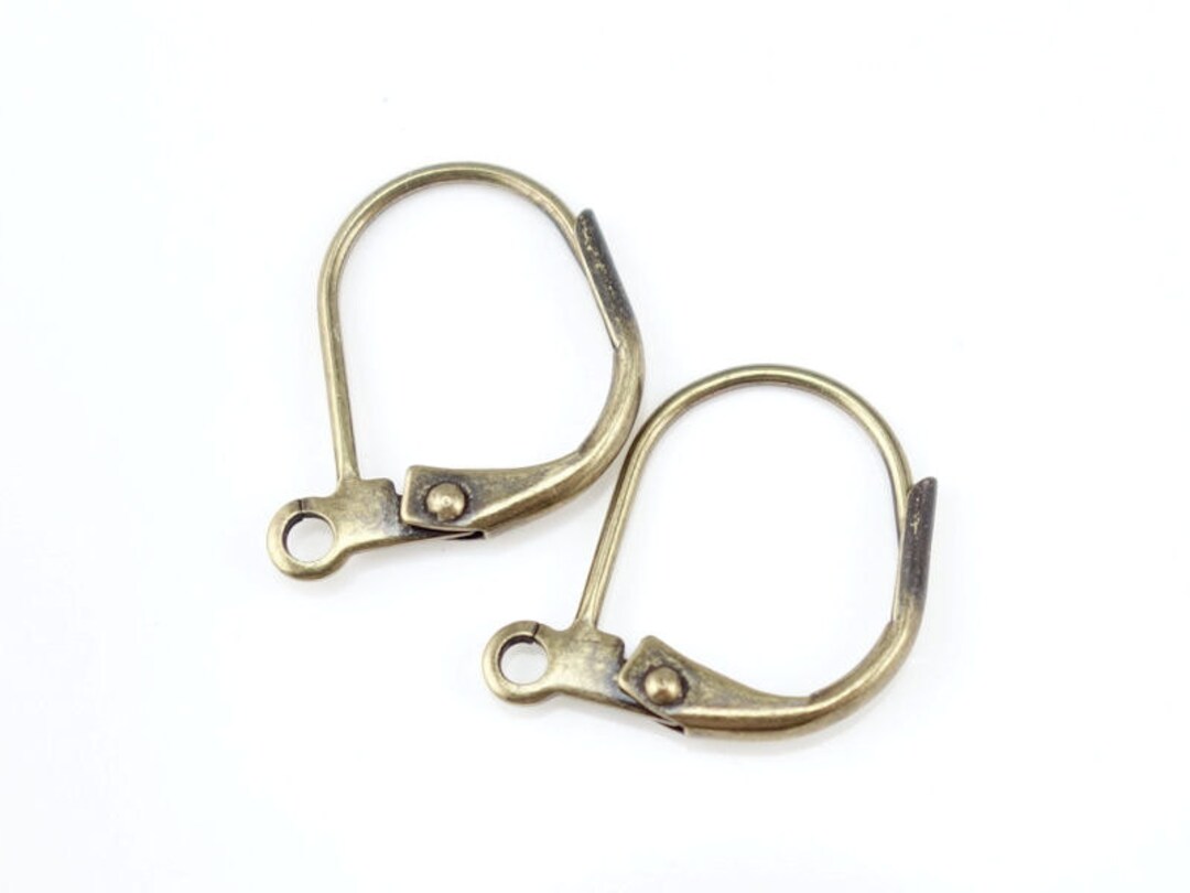 12 Leverback Earrings Brass Earrings Antique Brass Ear Findings Bronze  Earring Findings Lever Back Earrings for Jewelry Earrings (FSAB22) - Etsy, image size:1080x810