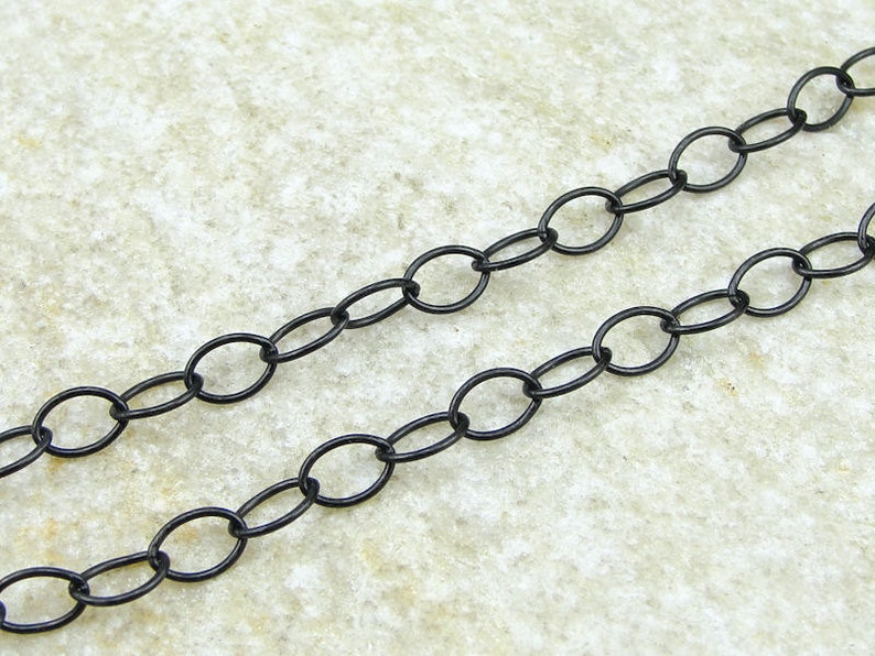 Black Chain TierraCast Chain Matte Black 5mm x 6mm Cable Chain Medium Large Fine Link Jewelry Chain 20-0825-13 image 2