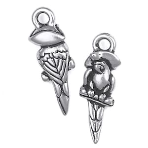 Pirate Parrot Charms Antique Silver Bird Charms TierraCast Pewter Talk Like a Pirate Charm P733 image 1