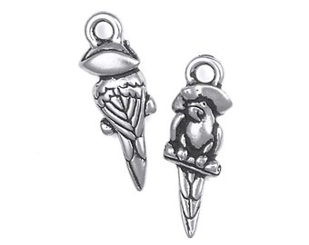 Pirate Parrot Charms Antique Silver Bird Charms TierraCast Pewter Talk Like a Pirate Charm (P733)