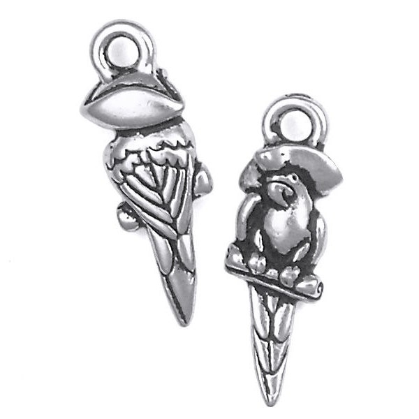 Pirate Parrot Charms Antique Silver Bird Charms TierraCast Pewter Talk Like a Pirate Charm (P733)