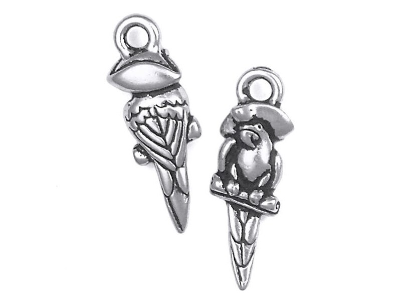 Pirate Parrot Charms Antique Silver Bird Charms TierraCast Pewter Talk Like a Pirate Charm P733 image 1