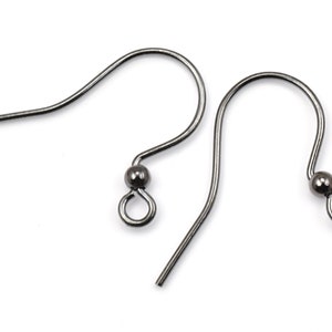 144 fils de boucle d'oreille en bronze avec boules de 2 mm Accessoires pour boucles d'oreilles en métal argenté Crochets moyens/grands image 2