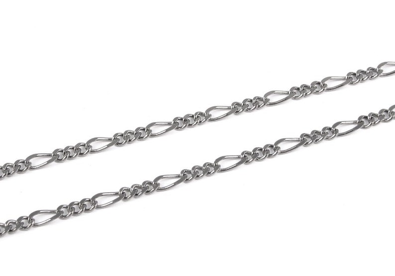 36 Gunmetal Chain 2mm Figaro Chain Closed Link Loose Gun Metal Chain Findings 3 Feet FSGMC2 image 1