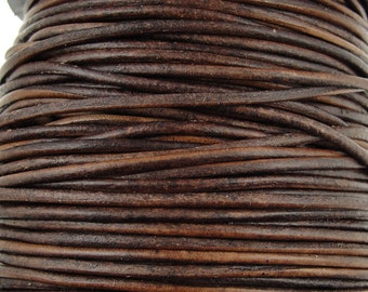 Bobine de 50 mètres cordon en cuir 1,5 mm cordon de cuir naturel brun rouge rond en vrac