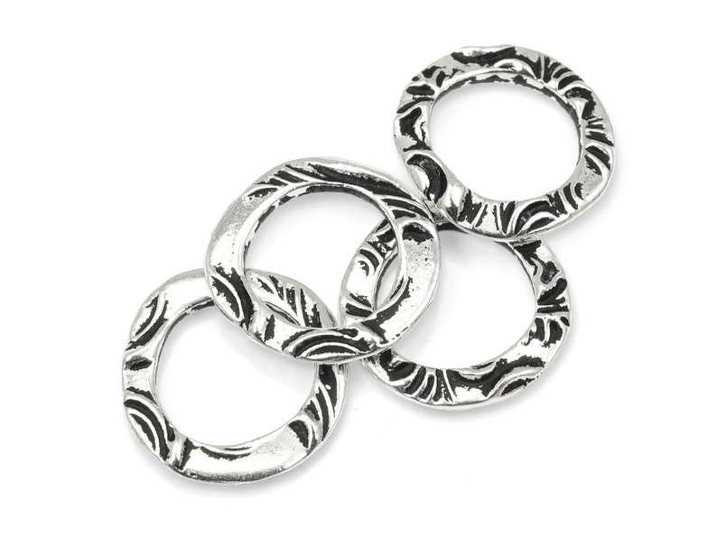Antique Silver Circle Charms TierraCast 5/8 FLORA RING Charms Silver Charms for Bohemian Jewelry Links Findings Organic P2501 image 1