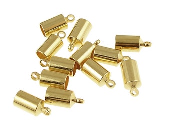 72 Kumihimo Cord End Gold Plated 4mm Cord End Caps BULK BAG 4mm ID Internal Diameter Kumihimo Cord Cap Findings  (KH26)