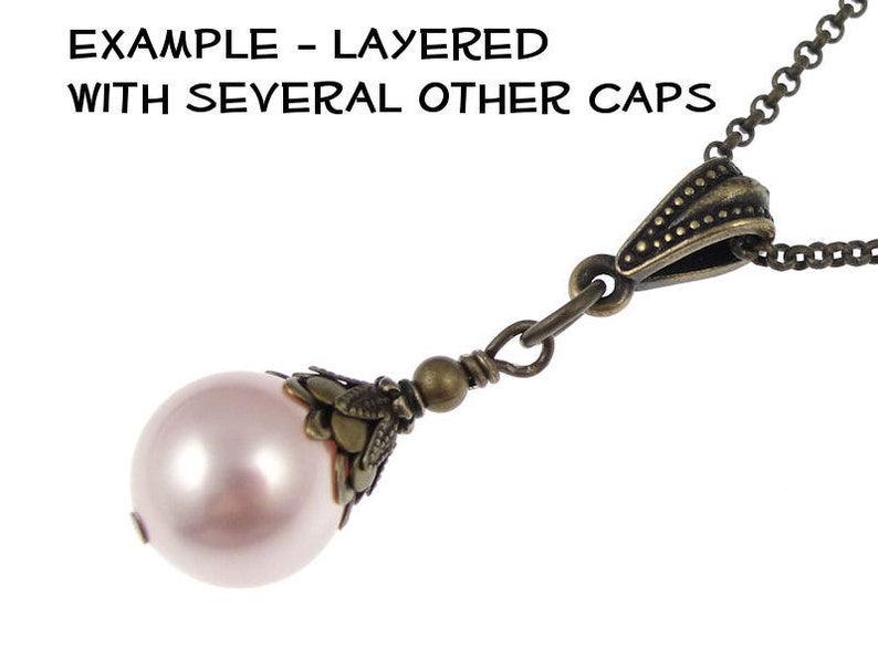 72 Antique Brass Bead Caps Brass Beadcaps 10mm Petal Filigree Vintage Style Bronze Bead Caps Jewelry Beads for Jewelry Making FSAB77 image 4