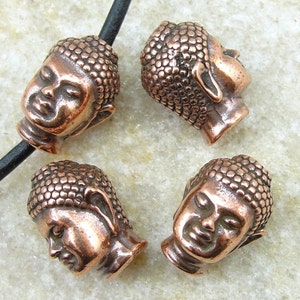 Copper Buddha Beads TierraCast Pewter Buddha Head Bead Antique Copper Beads Metal Beads P779 image 2