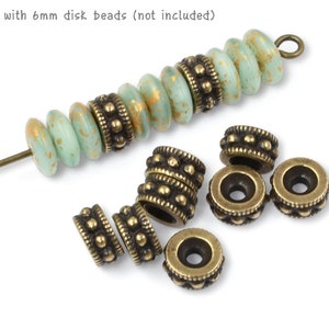 Antique Brass Beads TierraCast 6mm ROCOCO ROUND Brass Oxide Bronze Beads Tierra Cast Heishi Spacer Jewelry Making Craft Supplies Bali Beads image 2