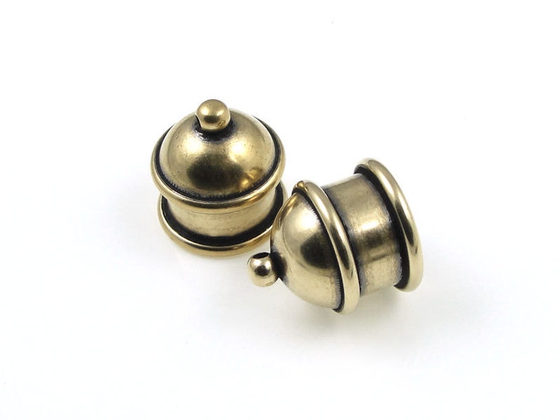 Customizable 10mm Recessed Channel Light Antique Brass Large Kumihimo Caps Tierracast PAGODA Cord End Caps PF2106 image 1